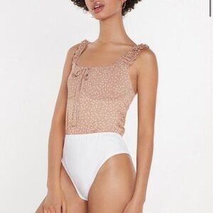 Nasty Gal Pink Heart Bodysuit Size 6